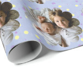 Jouw aangepaste foto in bloemstippen cadeaupapier (Rol Hoek)