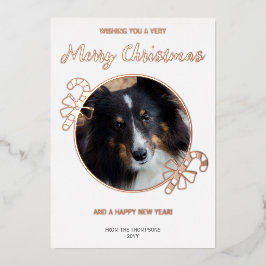 Jouw aangepaste foto met feestelijke kerststokken  folie feestdagenkaart