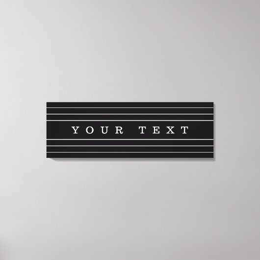 Jouw aangepaste tekst en moderne strepen | Zwart e Canvas Afdruk (Voorkant)