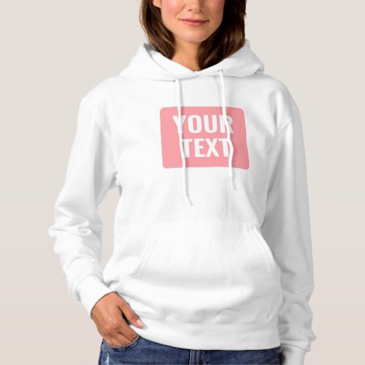 Jouw aangepaste tekst of naam Blush Roze Wit Dames Hoodie (Voorkant)