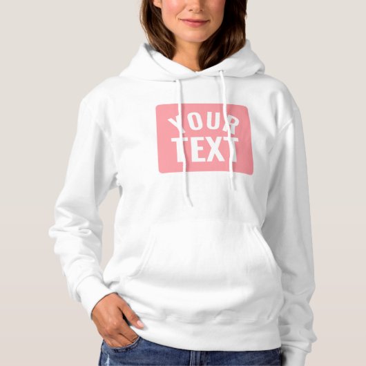 Jouw aangepaste tekst of naam Blush Roze Wit Dames Hoodie (Voorkant)