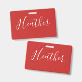 Jouw aangepaste witte schrift op rood badge (Voor- en achterkant)