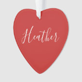 Jouw aangepaste witte schrift op rood ornament (voorkant)