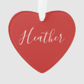 Jouw aangepaste witte schrift op rood ornament (achterkant)