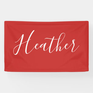 Jouw aangepaste witte schrift op rood spandoek
