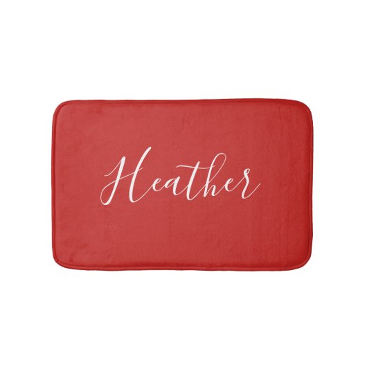 Jouw aangepaste witte script op rood badmat (Voorkant)