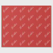 Jouw aangepaste witte script op rood cadeaupapier (Vlak)