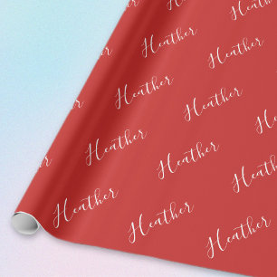 Jouw aangepaste witte script op rood cadeaupapier