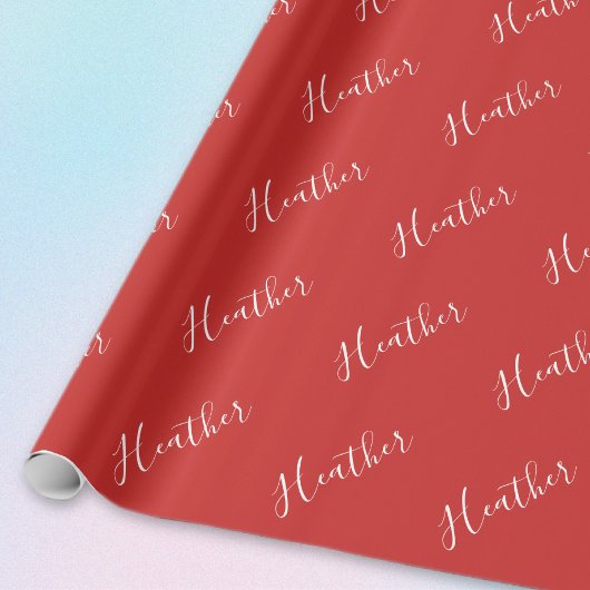 Jouw aangepaste witte script op rood cadeaupapier