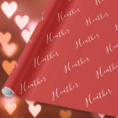 Jouw aangepaste witte script op rood cadeaupapier