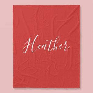 Jouw aangepaste witte script op rood fleece deken