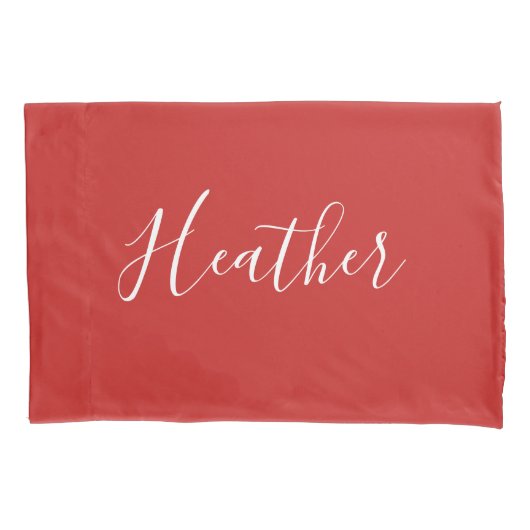 Jouw aangepaste witte script op rood kussensloop (Voorkant)