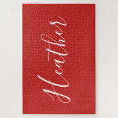 Jouw aangepaste witte script op rood legpuzzel (Verticaal)
