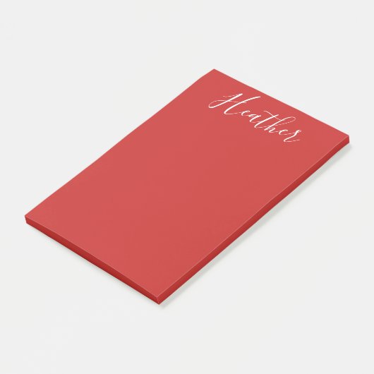 Jouw aangepaste witte script op rood post-it® notes (Schuin)