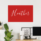 Jouw aangepaste witte script op rood poster (Thuiskantoor)