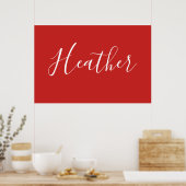 Jouw aangepaste witte script op rood poster (Keuken)