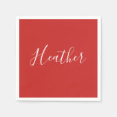 Jouw aangepaste witte script op rood servet (Voorkant)