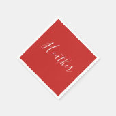 Jouw aangepaste witte script op rood servet (Hoek)