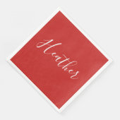 Jouw aangepaste witte script op rood servet (Hoek)