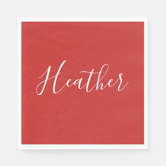 Jouw aangepaste witte script op rood servet (Voorkant)