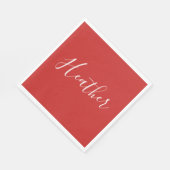 Jouw aangepaste witte script op rood servet (Hoek)