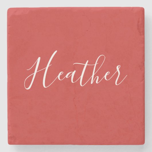 Jouw aangepaste witte script op rood stenen onderzetter (Voorkant)