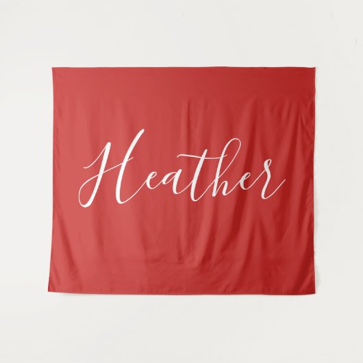 Jouw aangepaste witte script op rood wandkleed (Voorkant (horizontaal))