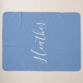 Jouw aangepaste witte script op zachtblauw sherpa deken (Voorkant (horizontaal))