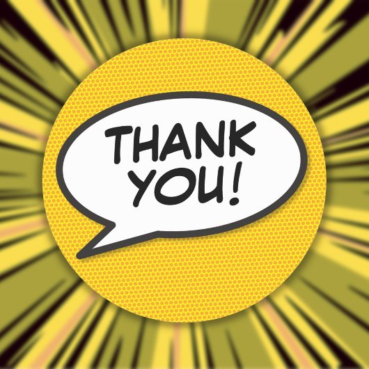 Jouw bedankbericht spraakballon leuk cartoon ronde sticker