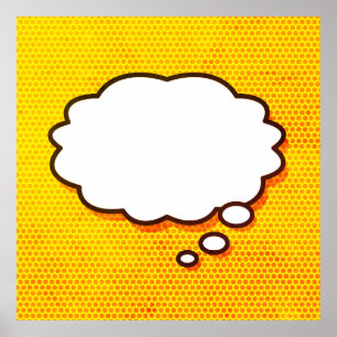 Jouw Bericht Denk Bubbel Plezier Retro Stripboek Poster