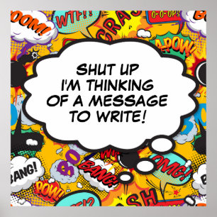 Jouw Bericht Denk Bubbel Plezier Retro Stripboek Poster