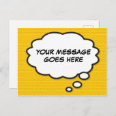 Jouw Bericht Denk Bubbel Pret Retro Stripboek Aankondigingskaart (Voorkant / Achterkant)