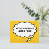 Jouw Bericht Denk Bubbel Pret Retro Stripboek Aankondigingskaart (Staand voorkant)