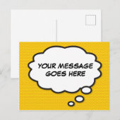 Jouw Bericht Denkbel Gedachtestreepje Pret Retro S Aankondigingskaart (Voorkant / Achterkant)