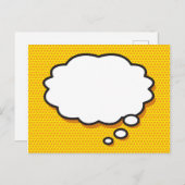 Jouw Bericht Gedachtespeechballon Pret Retro Strip Aankondigingskaart (Voorkant / Achterkant)