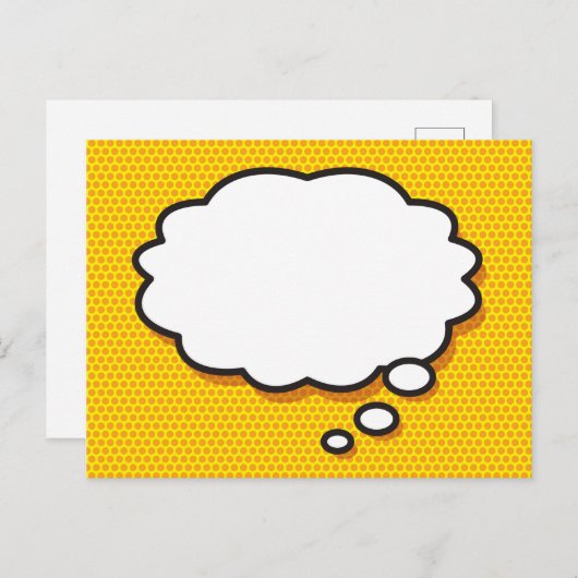 Jouw Bericht Gedachtespeechballon Pret Retro Strip Aankondigingskaart (Voorkant / Achterkant)