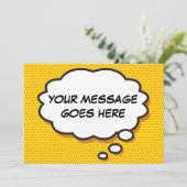 Jouw Bericht Gedachtespeechballon Pret Retro Strip Kaart (Staand voorkant)