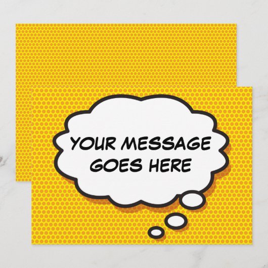 Jouw Bericht Gedachtestreepje Plezier Retro Stripb Kaart (Voorkant / Achterkant)