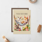 Jouw bericht hier schattige babydieren notitiekaartje (Voorkant / Achterkant in situ)