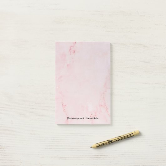 Jouw bericht Roze Marmer Post-it® Notes (Op bureau)