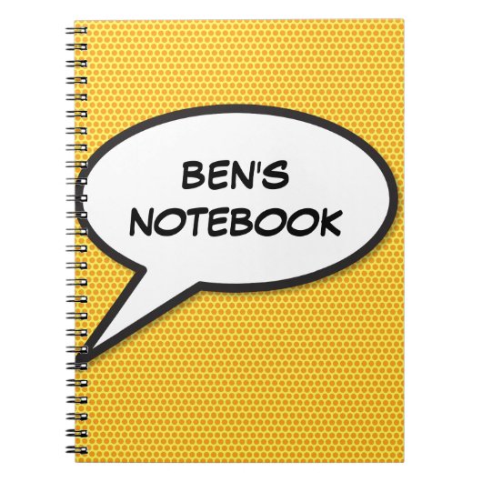 Jouw Bericht Speech Bubble Leuk Retro Stripboek Notitieboek (Voorkant)