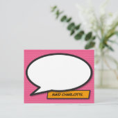 Jouw bericht Speech Bubble Pink Comic Book Briefkaart (Staand voorkant)