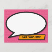 Jouw bericht Speech Bubble Pink Comic Book Briefkaart (Voorkant)