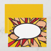 Jouw Bericht Spraakballon Fun Retro Stripboek Aankondigingskaart (Voorkant / Achterkant)