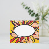 Jouw Bericht Spraakballon Fun Retro Stripboek Aankondigingskaart (Staand voorkant)