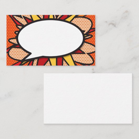 Jouw Bericht Spraakballon Fun Retro Stripboek Informatiekaartje (Voorkant / Achterkant)