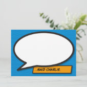 Jouw Bericht Spraakballon Fun Retro Stripboek Kaart (Staand voorkant)