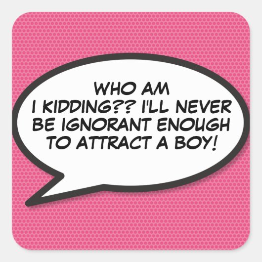 Jouw Bericht Spraakballon Fun Retro Vierkante Sticker (Voorkant)