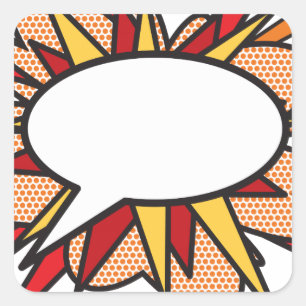 Jouw Bericht Spraakballon Leuke Retro Stripboek Vierkante Sticker