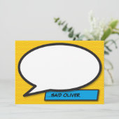 Jouw Bericht Spreekballon Fun Retro Stripboek Kaart (Staand voorkant)